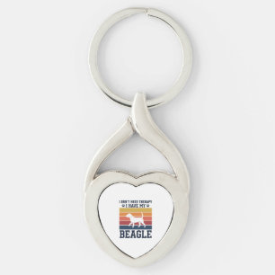 Retro Beagle Hond Therapie T-shirt Ontwerp_1 Sleutelhanger