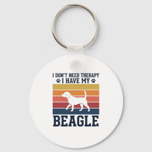 Retro Beagle Hond Therapie T-shirt Ontwerp_1 Sleutelhanger