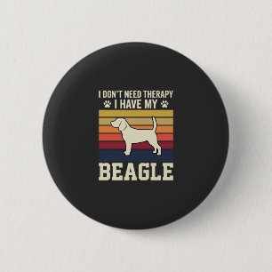 Retro Beagle Hond Therapie Vintage Ronde Button 5,7 Cm