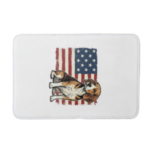 Retro Beagle Patriottische Vlag Hond Shirt Ontwerp Badmat