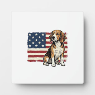 Retro Beagle Patriottische Vlag Hond Shirt Ontwerp Fotoplaat