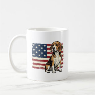 Retro Beagle Patriottische Vlag Hond Shirt Ontwerp Koffiemok