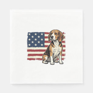 Retro Beagle Patriottische Vlag Hond Shirt Ontwerp Servet