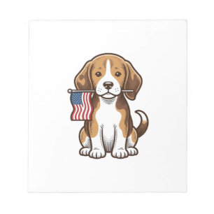 Retro Beagle Puppy Amerikaanse Vlag Shirt Ontwerp_ Notitieblok