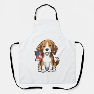 Retro Beagle Puppy Amerikaanse Vlag Shirt Ontwerp_ Schort