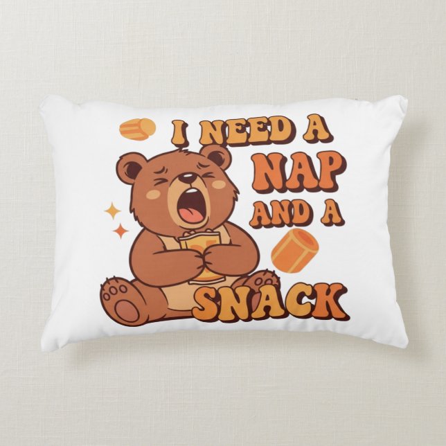 Retro Bear Nap and Snack Rectangular Pillow Accent Kussen (Voorkant)