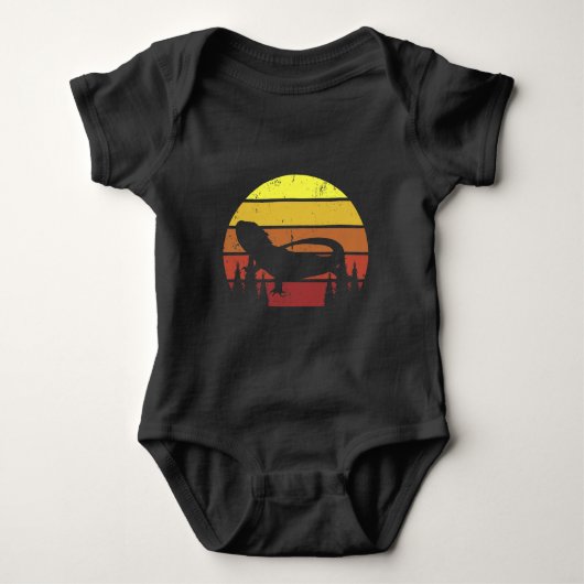 Retro Bearded Dragon Sunset Lizard Reptile Owner Romper (Voorkant)