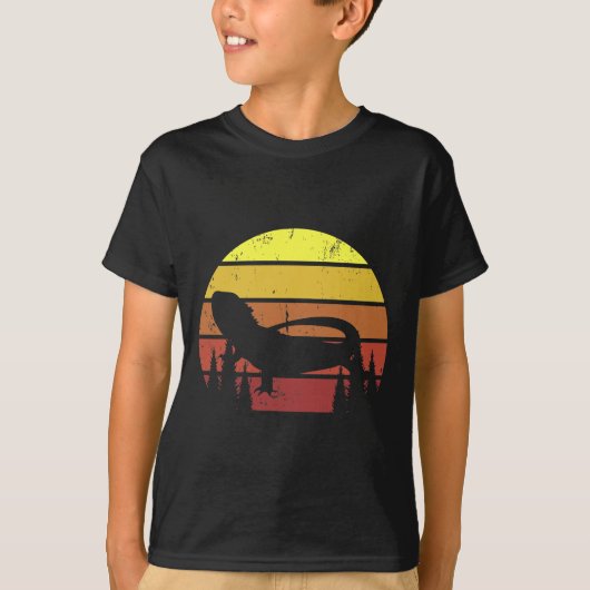 Retro Bearded Dragon Sunset Lizard Reptile Owner T-shirt (Voorkant)