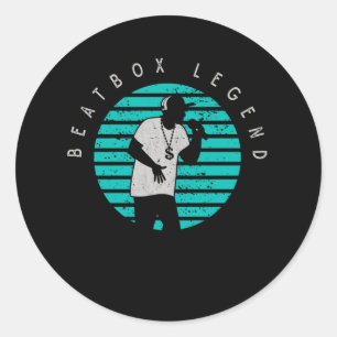 Retro Beatbox Musicien Rap en Hip Hop Music Ronde Sticker