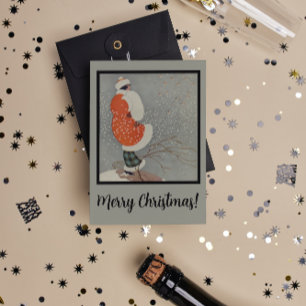 Retro Beauful Red Woman Black Lijst Kerstmis Feestdagenkaart