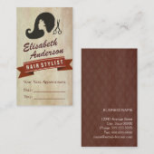 Retro Beauty - Hair Salon Stylist Benoeming Afsprakenkaartje (Voorkant / Achterkant)