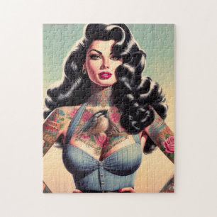 Retro Beauty Tattooed Pin Up Legpuzzel