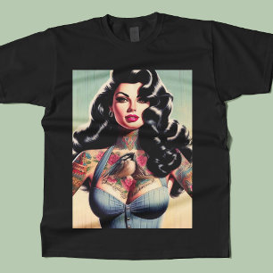 Retro Beauty Tattooed Pin Up T-shirt
