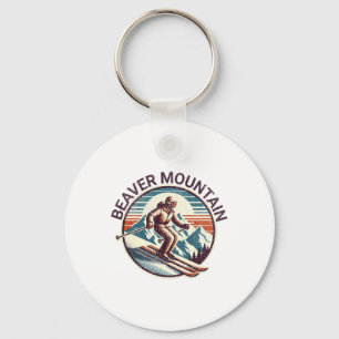 Retro  Beaver Mountain Utah Ski Resort Wint Sleutelhanger