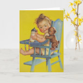 Rétro bébé dans la carte de voeux de chaise (Fleur jaune)