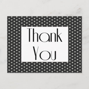 Retro Bedankt Black and White Hearts Groet Briefkaart