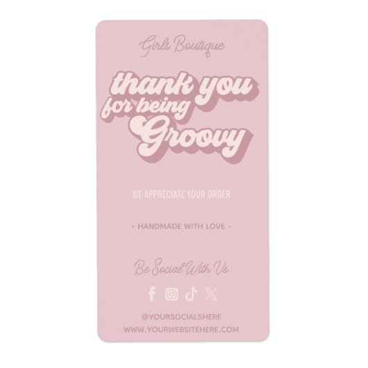 Retro Bedankt voor de aankoop Groovy Paarse Etiket (Voorkant)