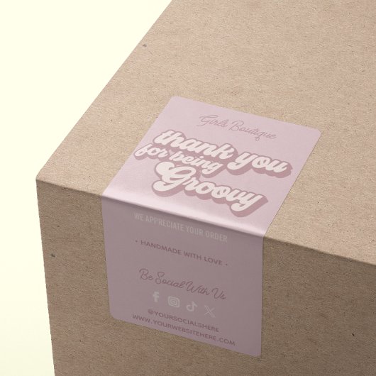 Retro Bedankt voor de aankoop Groovy Paarse Etiket