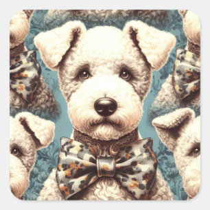 Retro Bedlington Terrier illustratie Vierkante Sticker