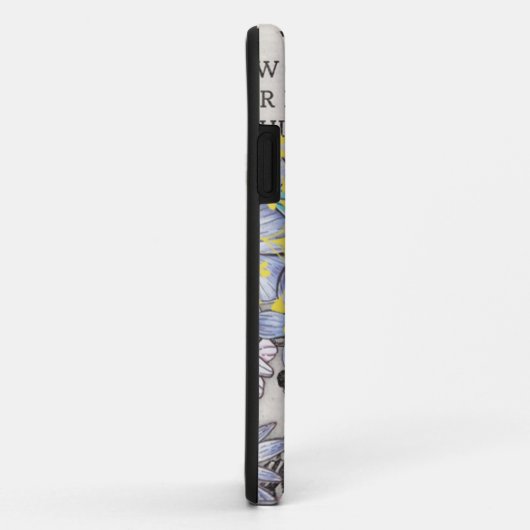 Retro Bee Floral Monogram iPhone Case (Achterkant/rechts)