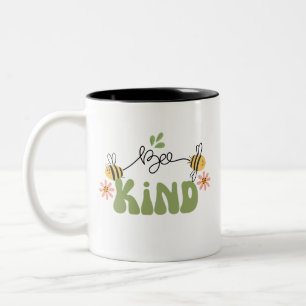 Retro "Bee Kind" Koffie Mok, Geweldige geschenken Tweekleurige Koffiemok