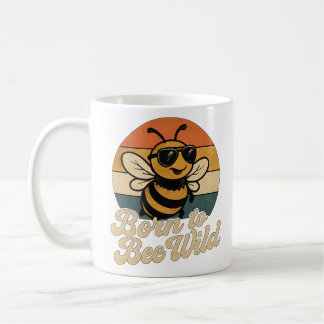 Retro Bee zonnebril geboren om wild te zijn Koffiemok