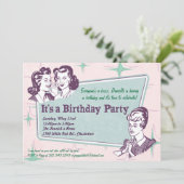 Retro Beehive Hairdo - uitnodiging van de geboorte (Staand voorkant)