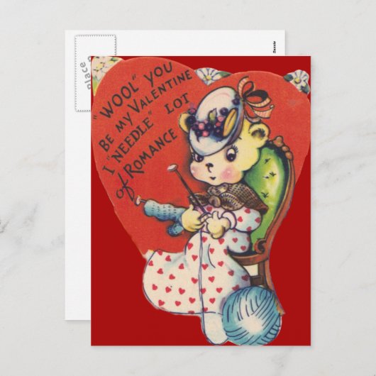  Retro Beer Breien Valentijn Kaart (Voorkant / Achterkant)