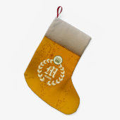 Retro Beer en gepersonaliseerd monogram Kleine Kerstsok (Voorkant (Hangend))