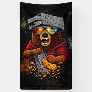 Retro Beer Met Kaasrasp Hoed en Zonnebril Spandoek