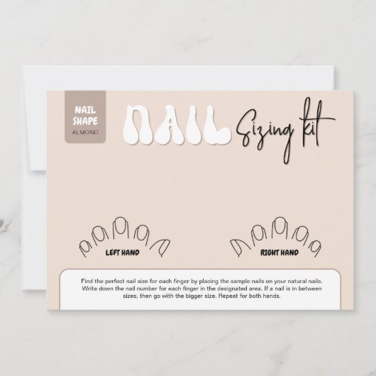 Retro Beige Acrylic Nails Sizing Kit Display Card (Voorkant)