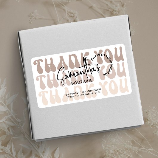 Retro Beige Business Bedankt voor uw aankoop Etiket