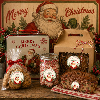 Retro Beige Uit de Keuken van Kerstman Kerstmis Ronde Sticker