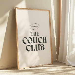 Retro Beige Vette Typografie "Couch Club" Poster