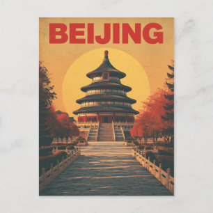 Retro Beijing Tempel Briefkaart