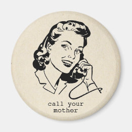 Retro Bel Moeder Grappige Vintage Magneet
