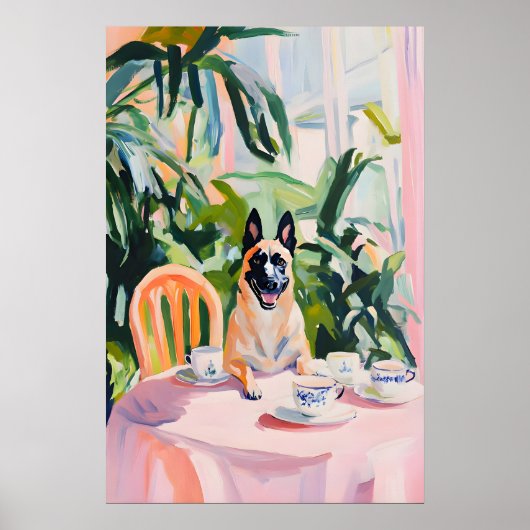 Retro Belgische Malinois Poster, Belgische Malinoi Poster (Voorkant)