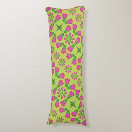 Retro Bell Flower Mandalas Green Body Pillow Lichaamskussen (Voorkant Verticaal)