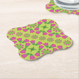 Retro Bell Flower Mandalas Groenboek Onderzetters