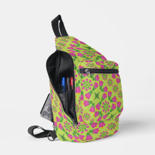 Retro Bell Flower Mandalas Groene Sling Bag