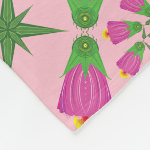 Retro Bell Flower Mandalas Pink Fleece Blanket Deken