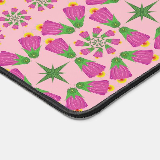 Retro Bell Flower Mandalas Roze Bureaumat (Hoek)
