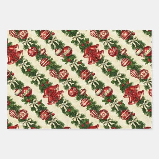 Retro Bells & Baubles Inpakpapier Vel (Voorkant 2)