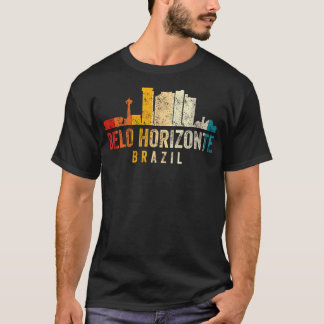 Retro Belo Horizonte Skyline Brazilië T-shirt