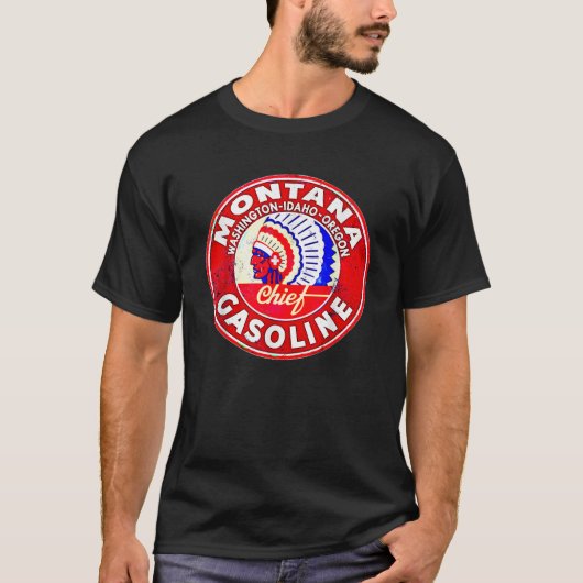 Retro benzinestation Montana Motorolie Auto BI T-shirt (Voorkant)