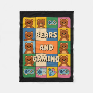 Retro beren en gamen Funny Beer Liefhebber Videosp Fleece Deken