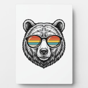 Retro beren zonnebril vector grafisch ontwerp_1 fotoplaat