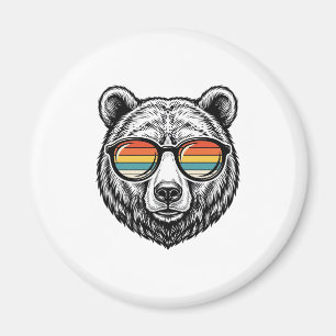 Retro beren zonnebril vector grafisch ontwerp_1 magneet