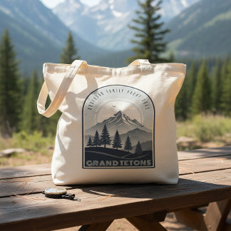 Retro Berg Familievakantie Blauw ID1136 Tote Bag