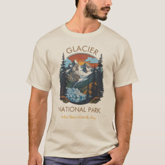 Retro berg T-shirt van Glacier National Park